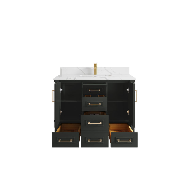 Ensemble de meuble-lavabo simple 42 po Aberdeen, Calacatta Laza, Noir