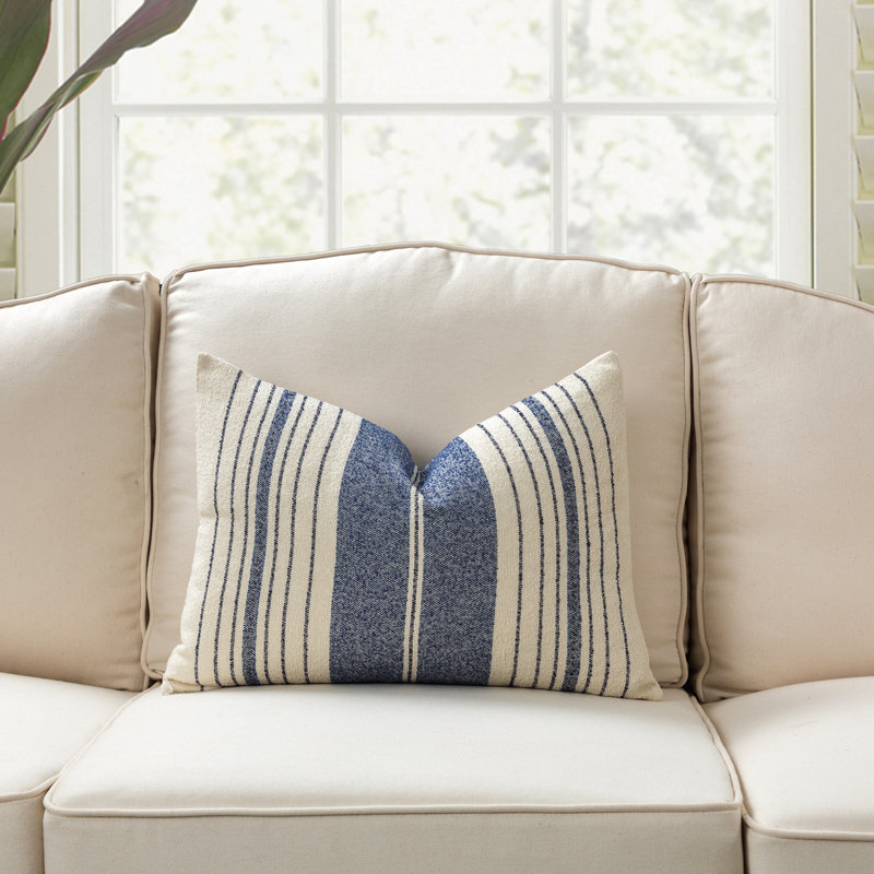 Housse et insert de coussin rectangulaire en mélange de coton Leiter, Mélange de duvet, Bleu
