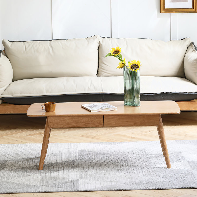 Kamrynn 100% Solid wood Top Plate Desk Coffee Table, 17.72" H x 39.37" L x 22.05" W