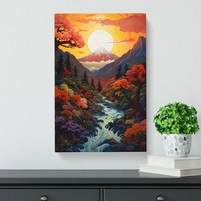 Japanese Mountains Orphism - No Frame Print