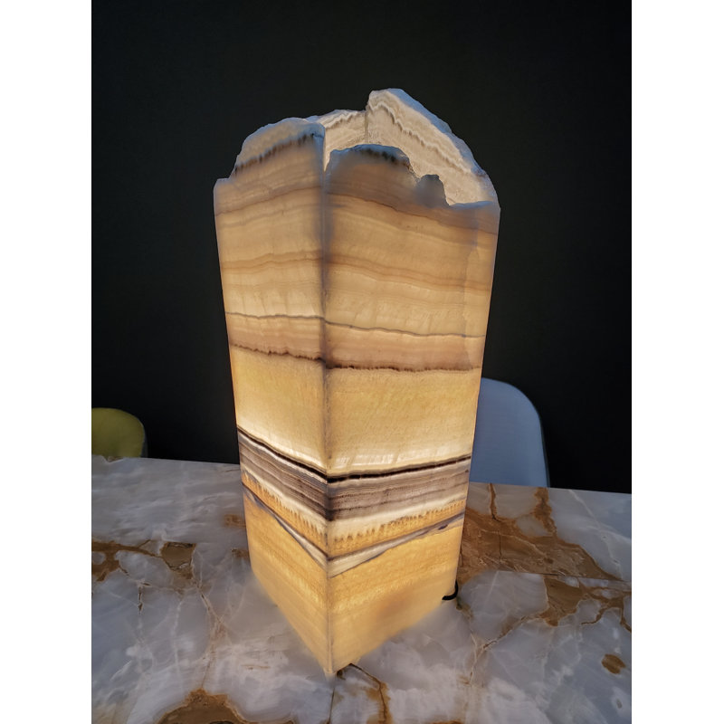 Lampe onyx beige, jaune, brune et noire
