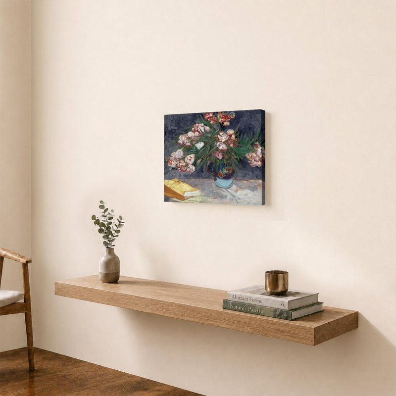 Les lauriers-roses revisités par Vincent Van Gogh - Graphisme sur toile, H 18 po x l 24 po, Toile tendue, Ne s’applique pas