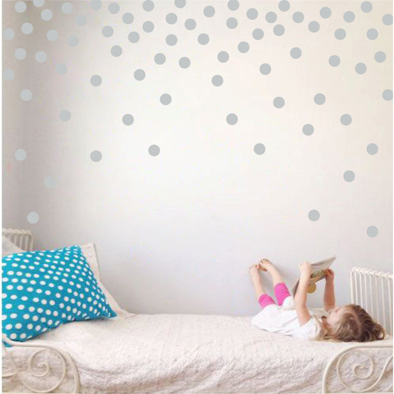 Adhésif décoratif à pois, Gris clair, H 24 po x l 39 po x P 0,01 po
