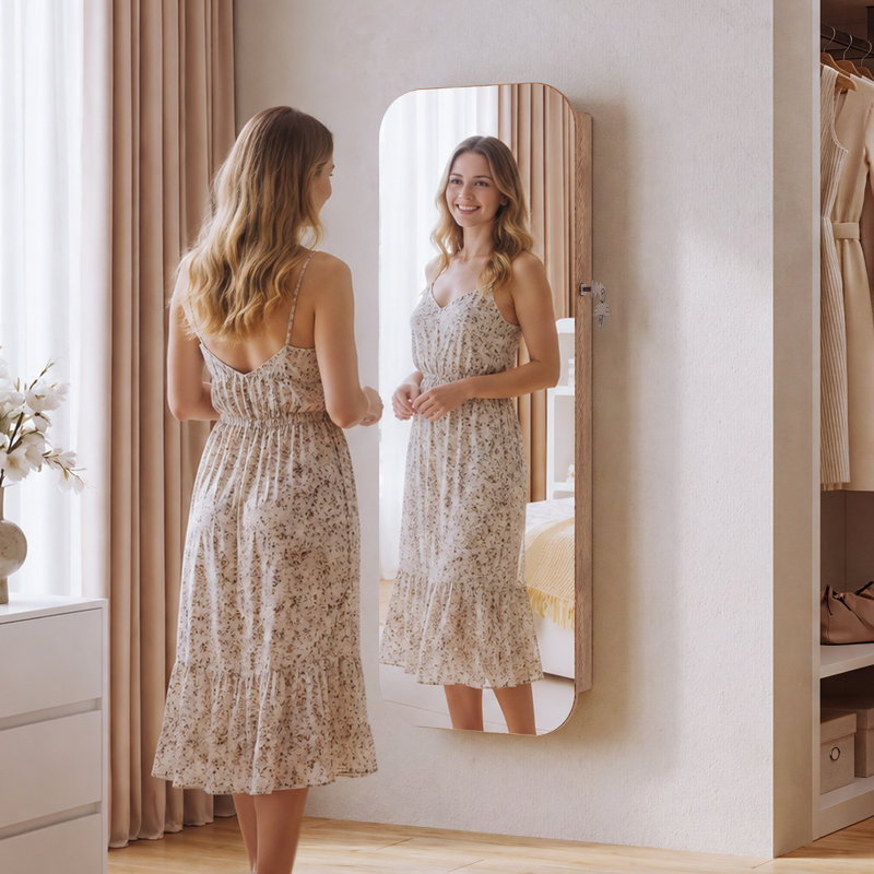 Armoire à bijoux à miroir 42,5 po H, Brun
