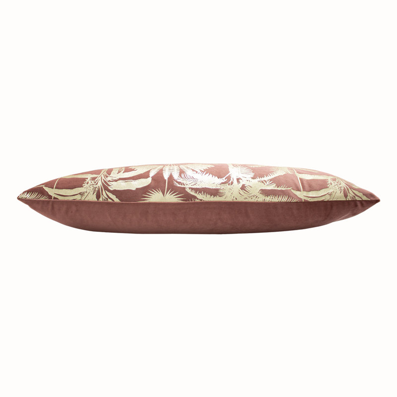 Paoletti Malaysian Floral Rectangular Throw Cushion, Feather, Rose