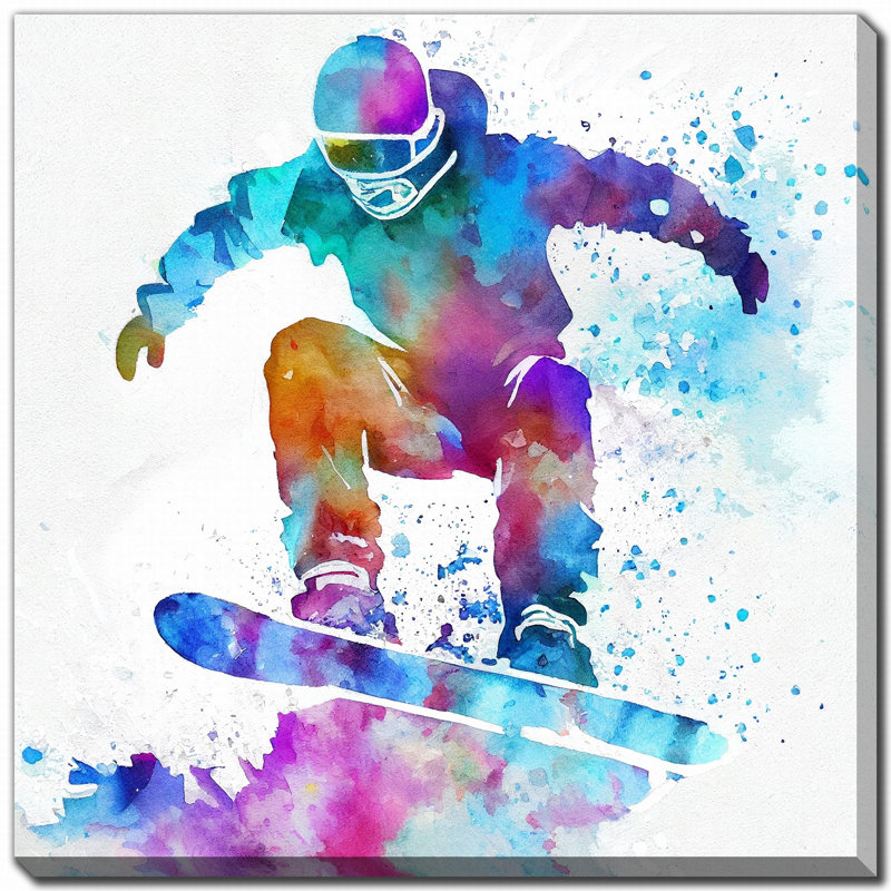 «Snowboarder in Flight», art mural sur toile, H 38 po x l 38 po