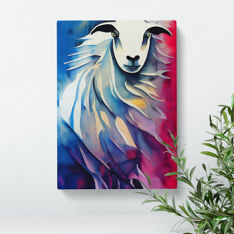 Watercolour Sheep No.2 - Wrapped Canvas Painting, 50cm H x 35cm W x 3cm D