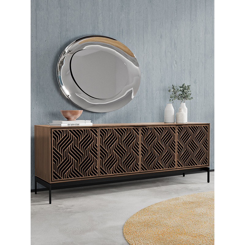 Elements - Cabinet with Console Base - Weave Door, Natural Walnut
