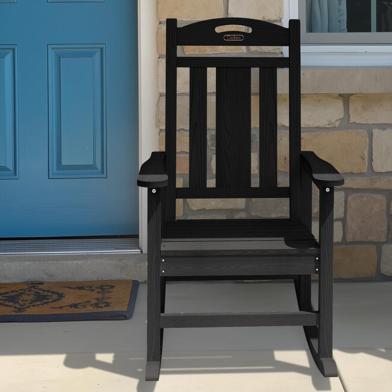 Blue Winston Rocker Winston Porter HDPE Rocking Adirondack Chair Rocking Fire Pit Chairs ...