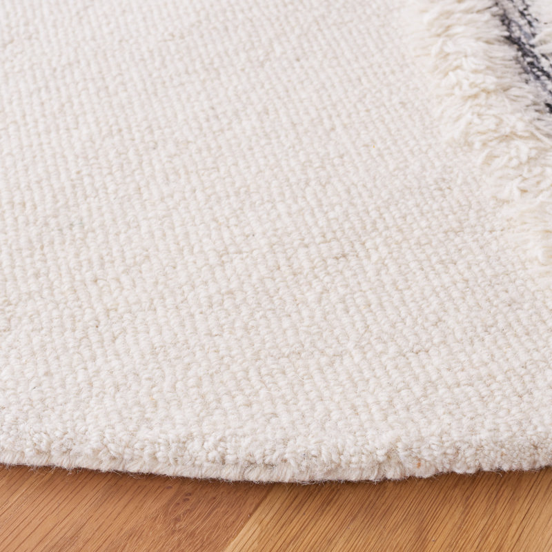 Jacobo Hand Tufted Wool/Cotton Geometric Rug in Brown/Ivory, Round 6'