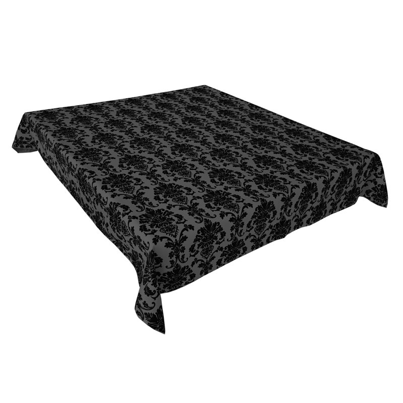 Floral Poplin Damask Tablecloths, 58" Square, Charcoal