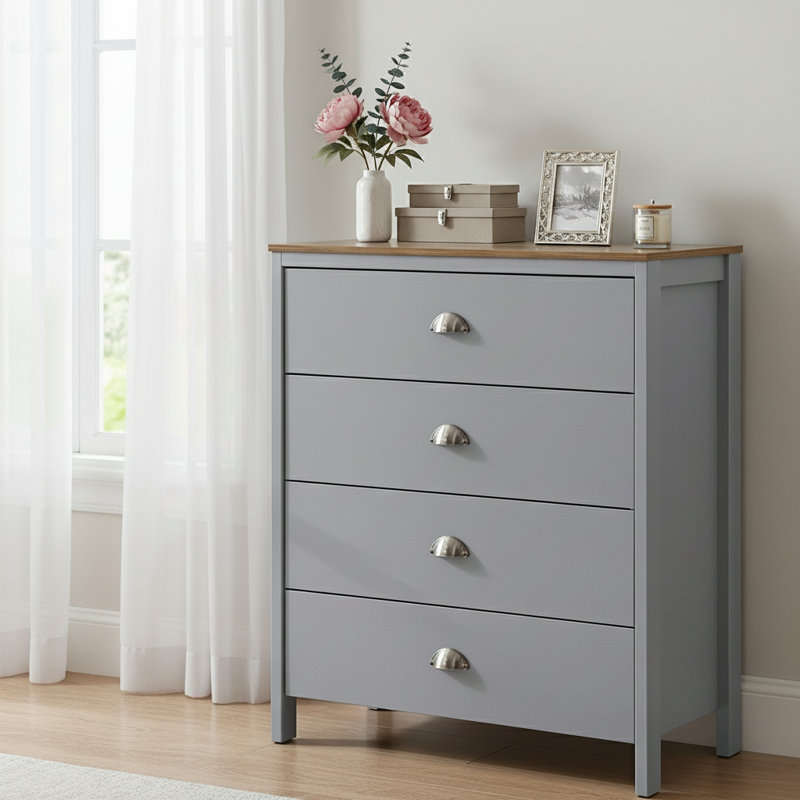  4 Drawer Chest, Cool Grey
