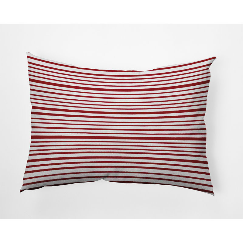 Coussin décoratif intérieur / extérieur Loom Lines, Rouge carmin, 14 po x 20 po