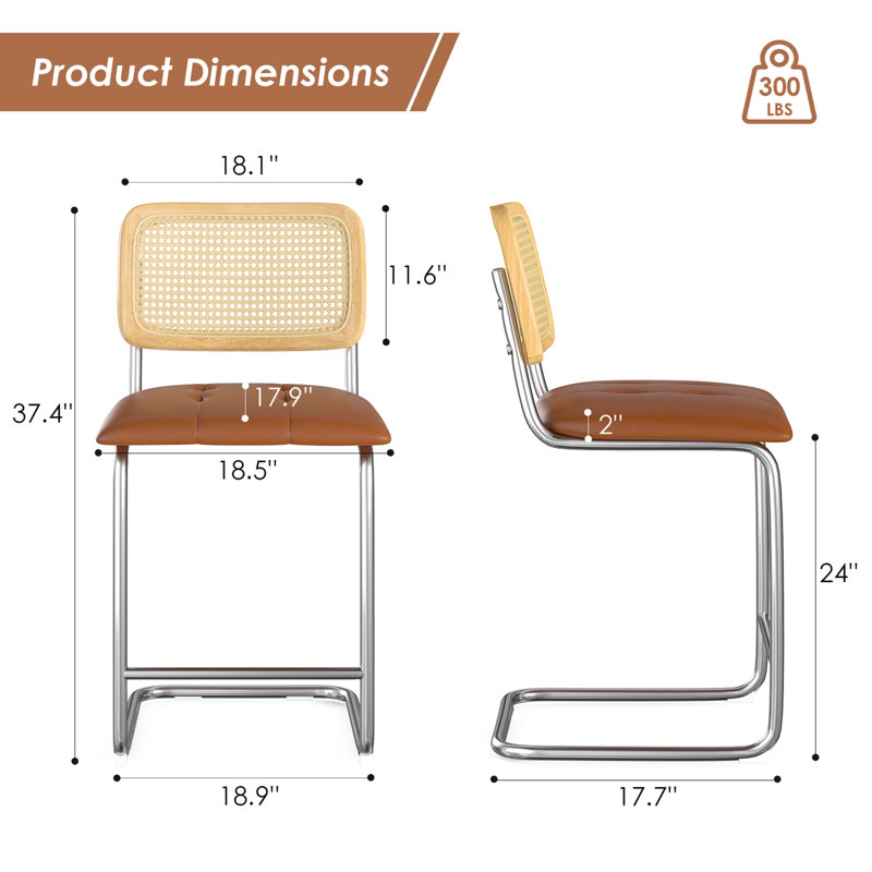 Tabouret de bar et de comptoir Baur, Tabouret de comptoir (siège d'une hauteur de 24 p, Argenté, Brun