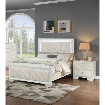 Ensemble de 3 pièces contemporaines pour grand lit 2 tables de chevet rembourrées en similicuir pour chambre à coucher