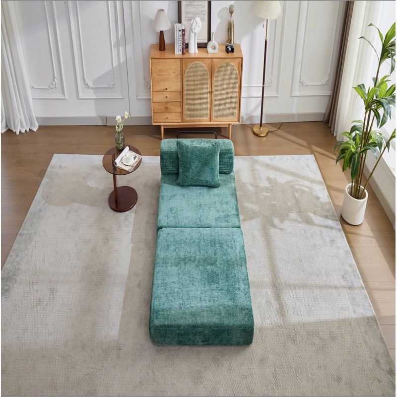 Canapé à compression, canapé-lit convertible au sol avec structure de forme fixe, canapé modulaire à une place sans os, aucun assemblage requis, tissu chenille, pour la chambre à coucher du salon