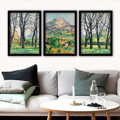Superbe ensemble de peintures décoratives encadrées (3 pièces) de 21,7 po x 29,5 po chacune | Cadre 100% bois avec polystyrène de 0,8 pouce | Impression numérique UV | Parfait pour la décoration murale de salon, de bureau et de galerie