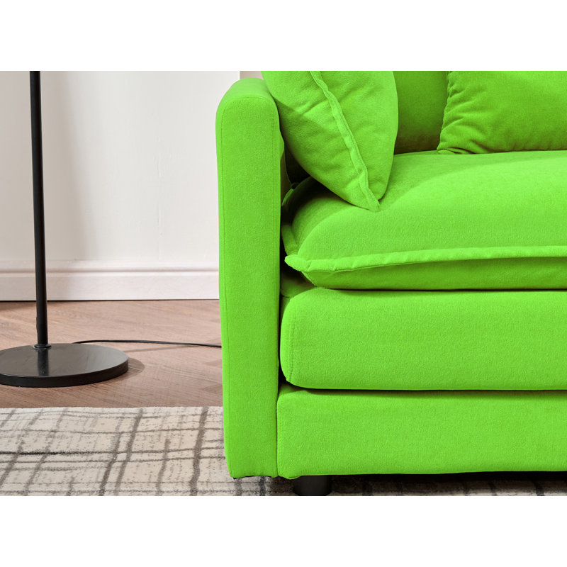 110'' Chenille Cloud Sofa With Ottoman, Green