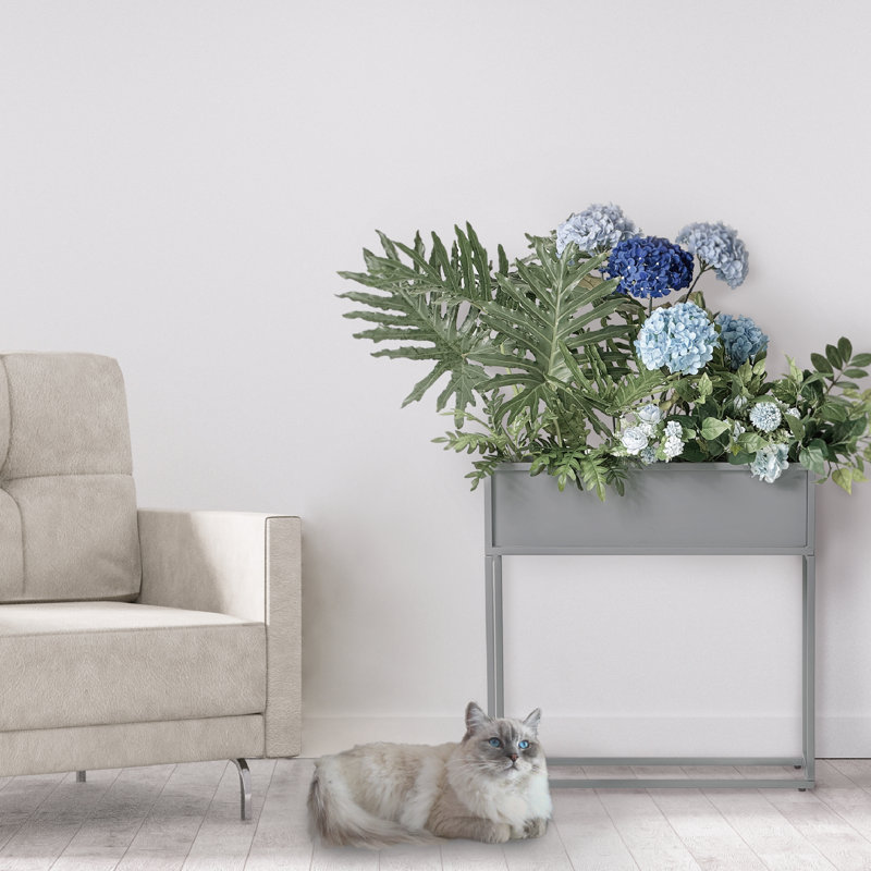 Pot à fleurs surélevé en métal Dekker, H 28 po x l 28 po x P 8 po, Gris