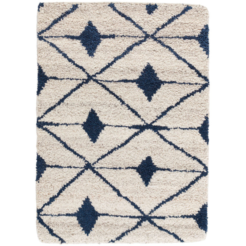 Kenitra Indigo Hand Knotted Wool Rug, Rectangle 2' x 3'