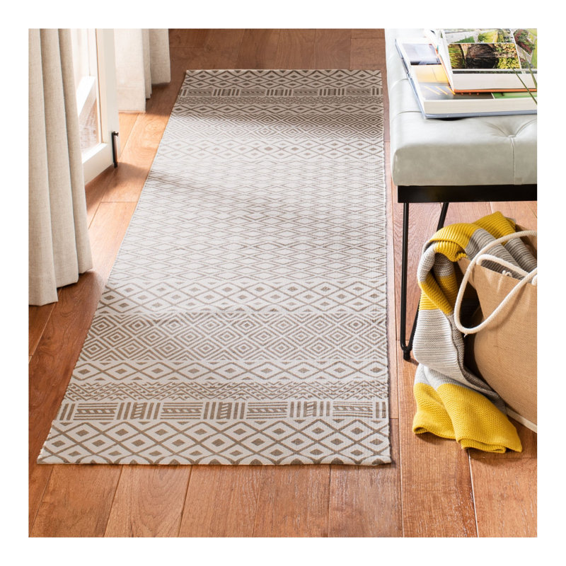 Yoko Hand Loomed Cotton Geometric Rug, Runner 2'3" x 8'