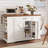 Kitchen Island With Storage, Rolling Island Table On Wheels With Cart Drop Leaf And Trash Can Storage, White