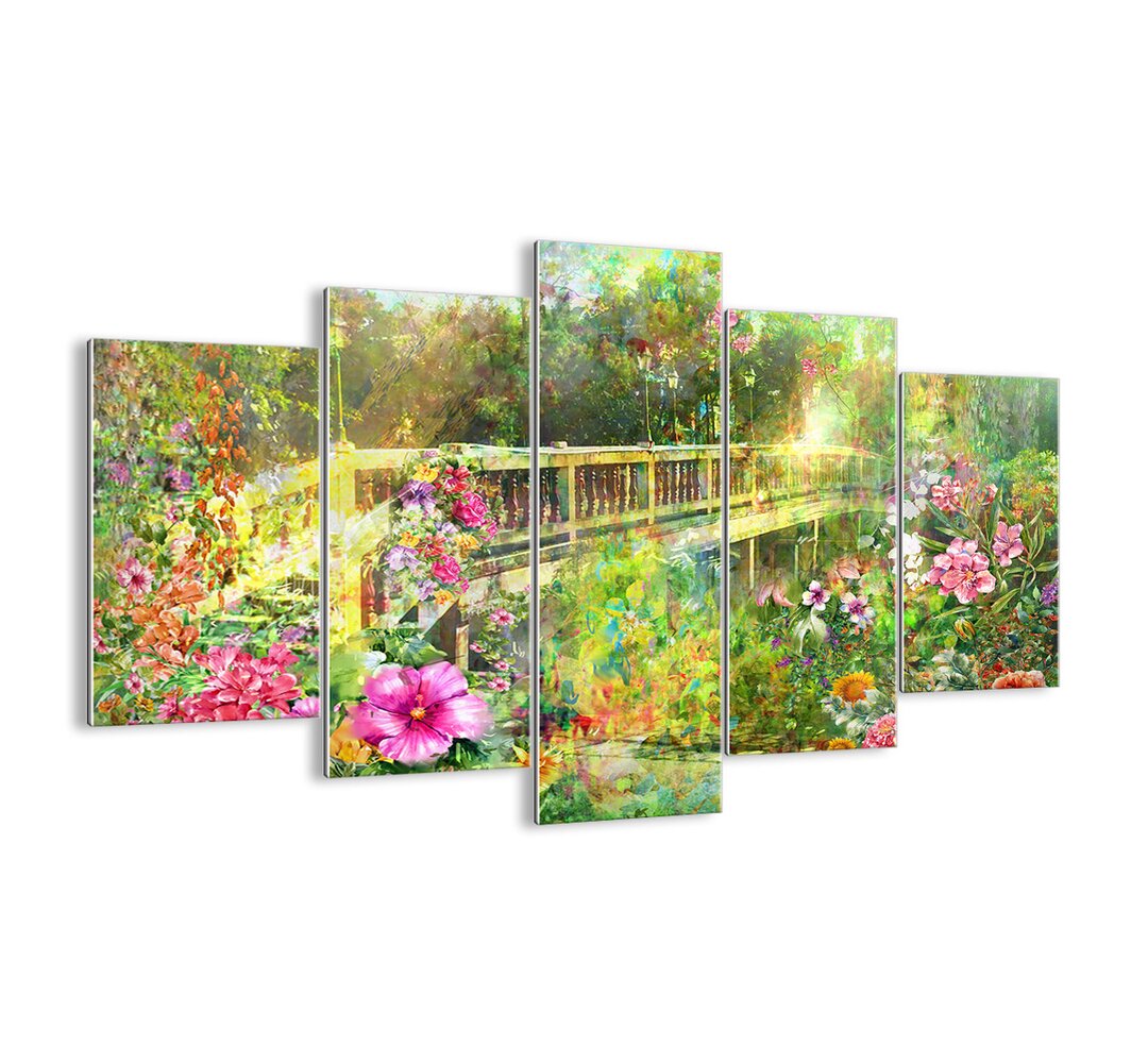 5-tlg. Glasbilder-Set - Grafikdruck „The bridge of spring sighs”