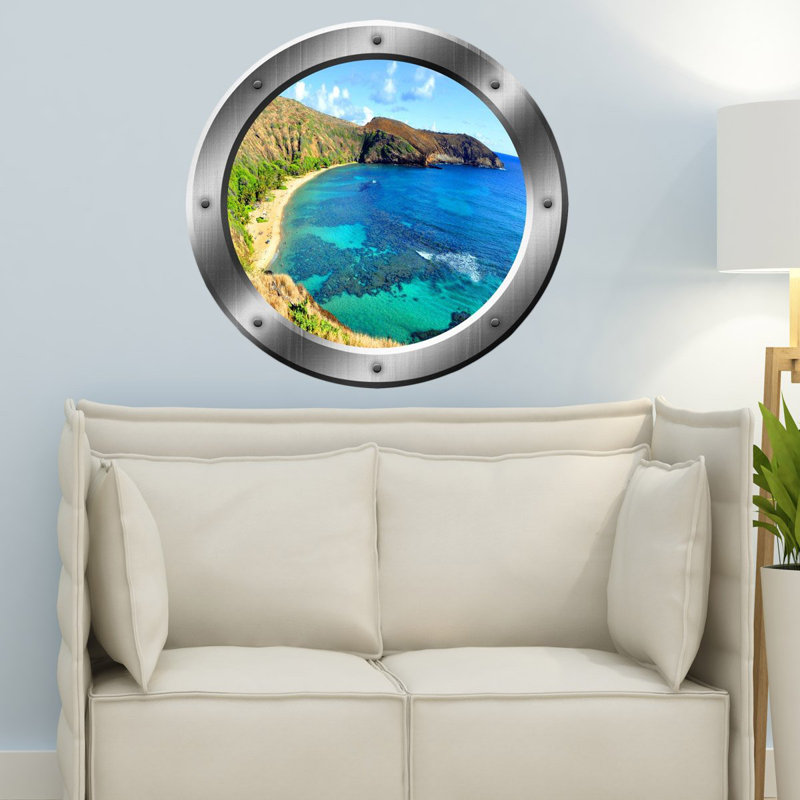 Adhésif décoratif océan plage, H 14 po x l 14 po x P 0,01 po, Argent