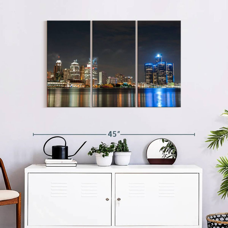 «Detroit Wall Art», reproduction d'art sur toile, H 24 po x l 38 po x P 1,25 po