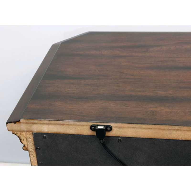 Table de chevet en bois à finition espresso avec chargeur USB intégré et 2 tiroirs