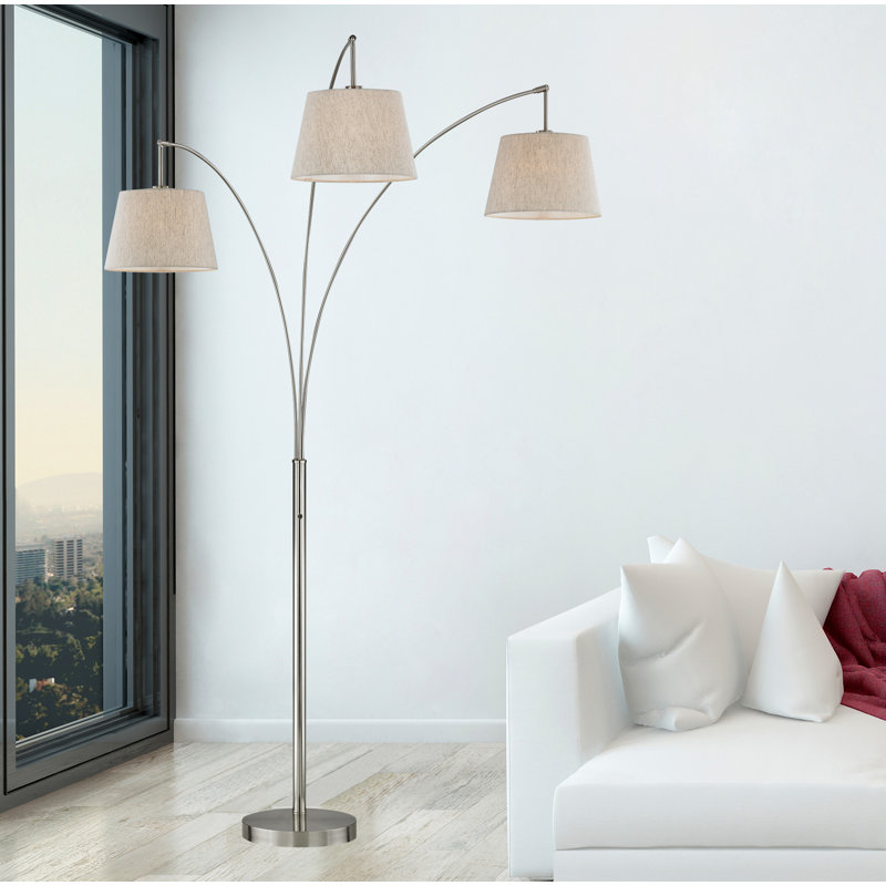 Lampe sur pied à branches 84 po Luce, Acier brossé, Brun clair
