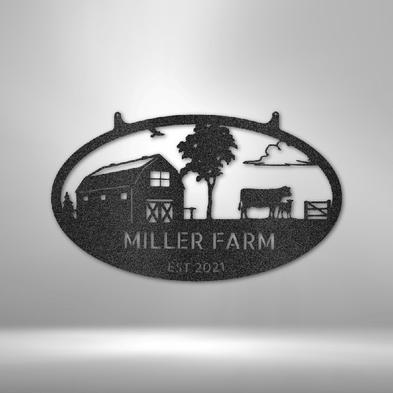Décoration murale en acier personnalisable Farmstead, H 14,25 po x l 14,5 po x P 0,5 po, Noir, Oui
