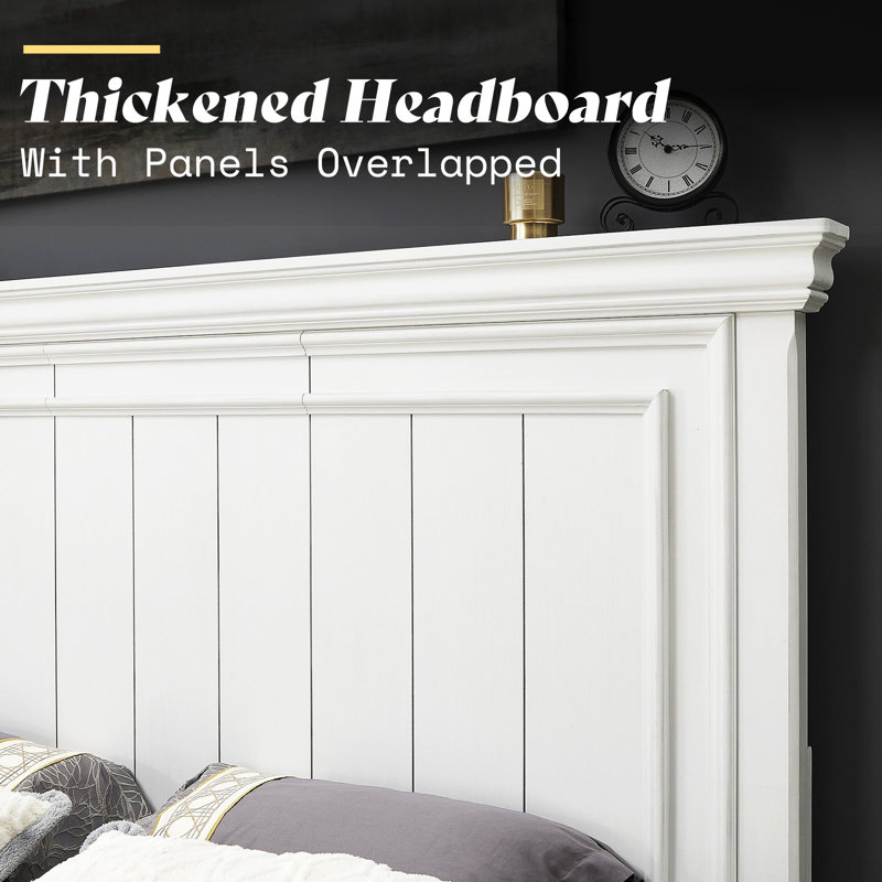 Farmhouse King Solid Wood Bed Frame, King