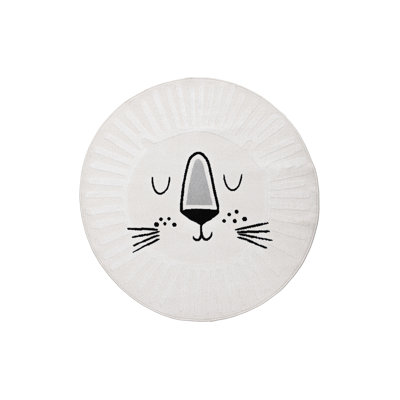 Tapis en polyester crème à motif animalier Lion