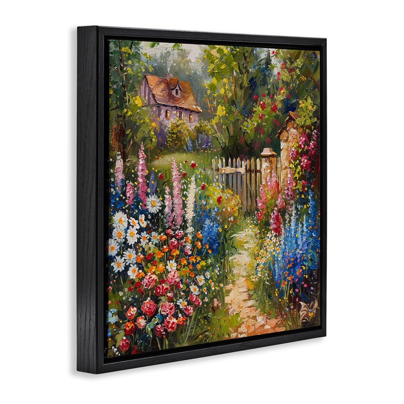  «Blooming Spring Cottage», art mural encadré sur toile flottante par LSR Design Studio, H 18 po x l 18 po