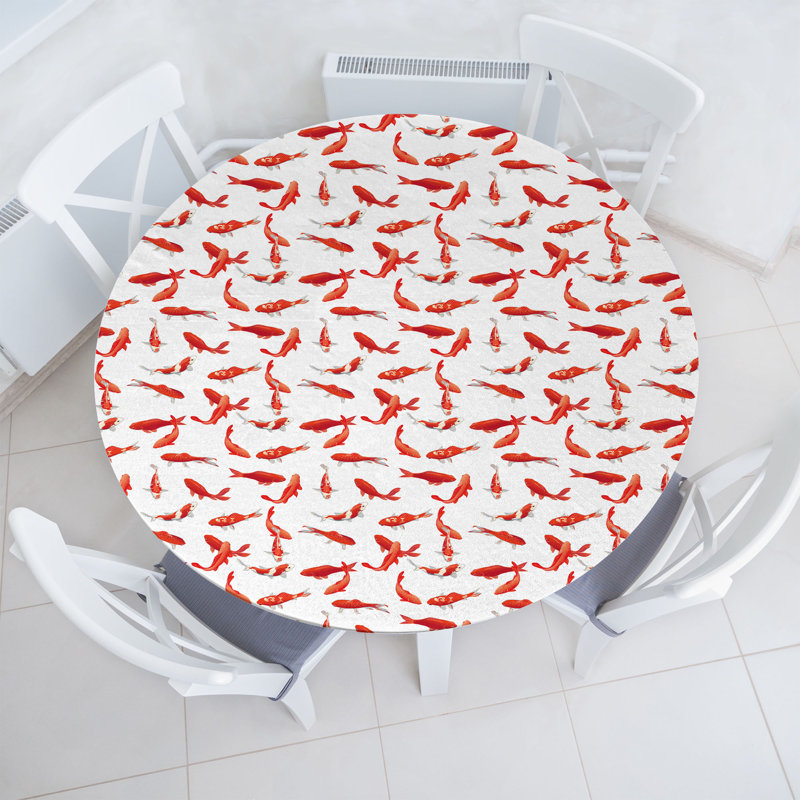 Mercer41 Fish Fitted Round Tablecloth Orange