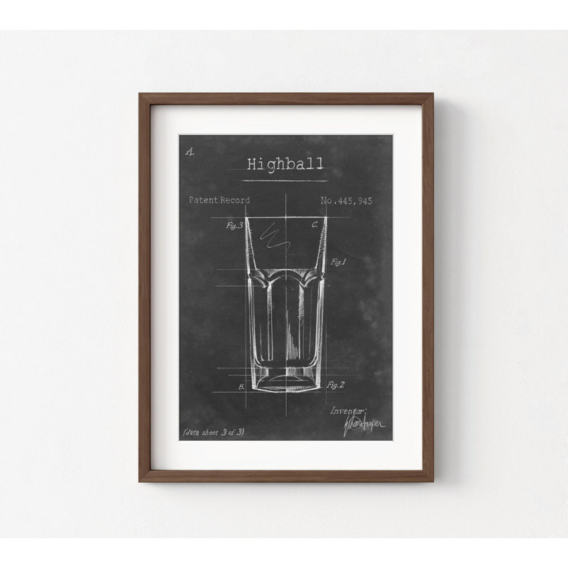 Impression de cocktail Highball, plan encadré de verre Highball, impression de cocktails classiques, Happy Hour Art, décoration de chariot de bar, Art mural encadré