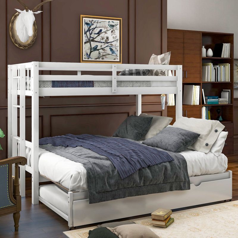 Pull-Out Bunk Bed With Trundle, White