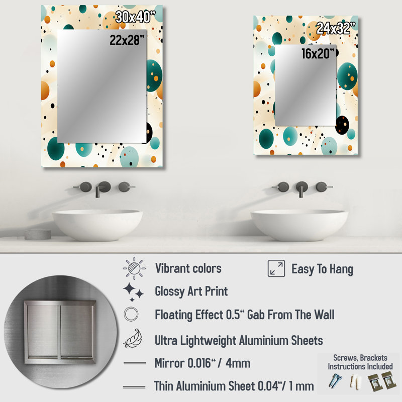 Motif à pois Adelisa Bohemian Flair - Miroir mural décoratif à pois, 40 po x 30 po