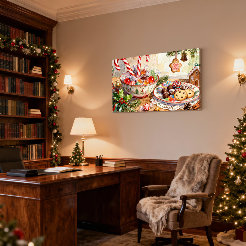 Ensemble de 3 impressions sur toile de Noël, bonbons et décorations de bonbons de Noël, H 12 po x l 18 po