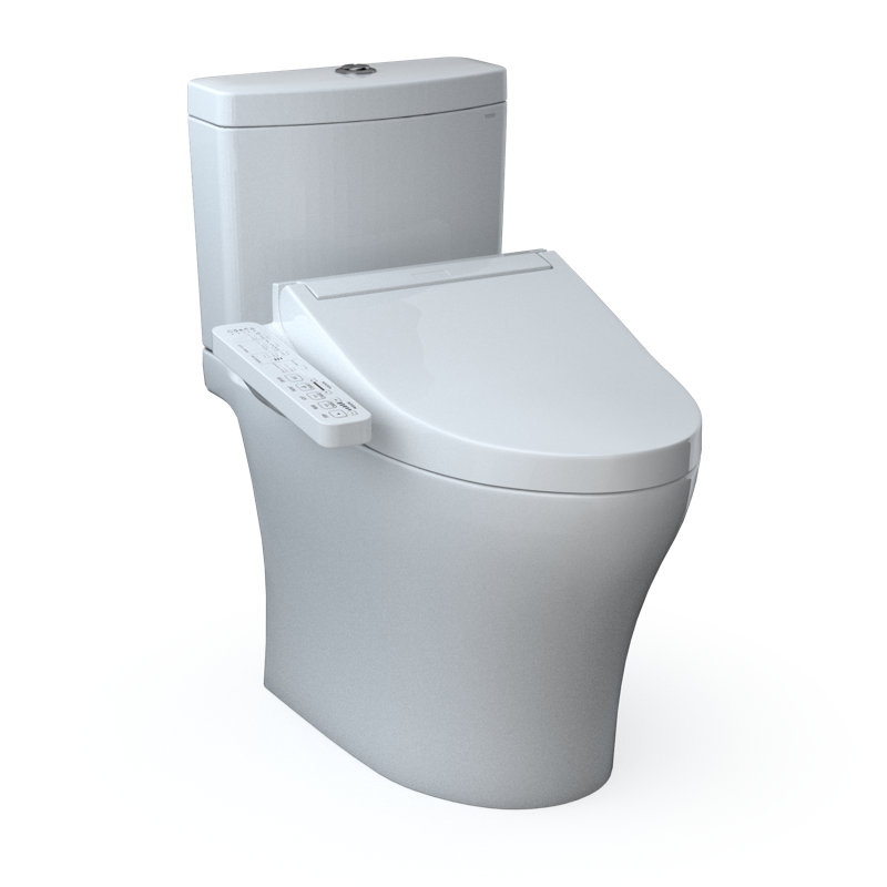 Toilette allongée deux pièces à double chasse universelle 1,28 et 0,9 GPF TOTO® WASHLET® + Aquia® IV et siège de bidet WASHLET C2, blanc coton