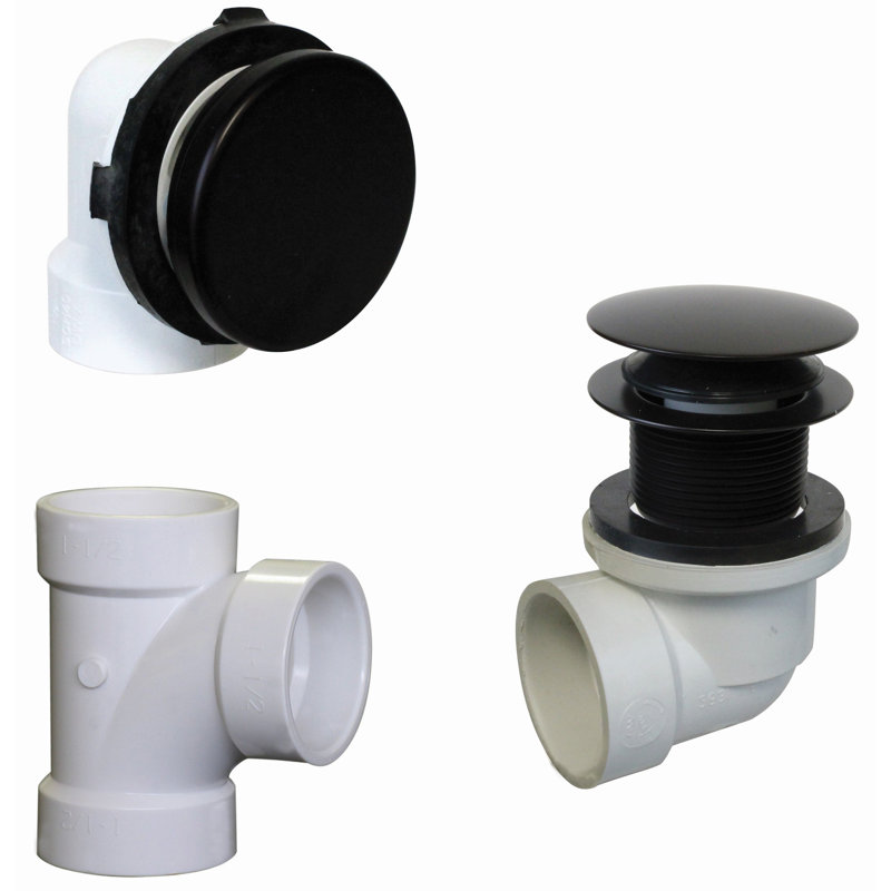 Plumber's Pack Tip-Toe Bathtub Leg Drain Assembly with No-Hole Overflow and Sch. 40 PVC Elbows, Oil Rubbed Bronze