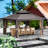 Alexander Dark Brown Double Roof Hardtop Gazebo with Curtain and Mosquito Netting-98229955