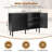 Minimalist Shoe Cabinet With 5 Solid Wood Legs, Sideboard Buffet Cabinet With Fluted Doors, Large 4-Door Storage Cabinet With Adjustable Shelves-114198432