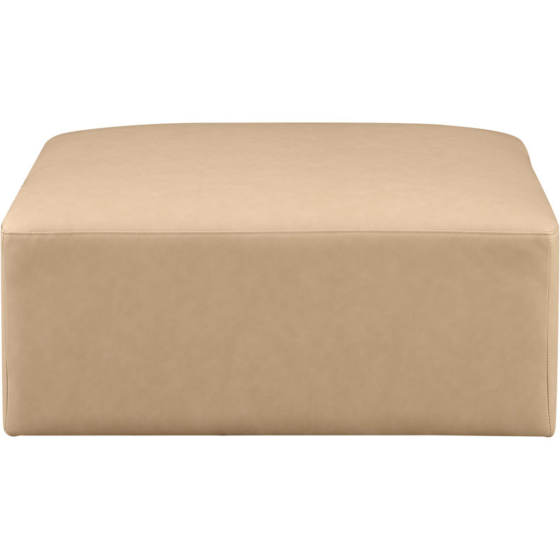 Iyonnie Upholstered Ottoman, Tan Vegan Leather