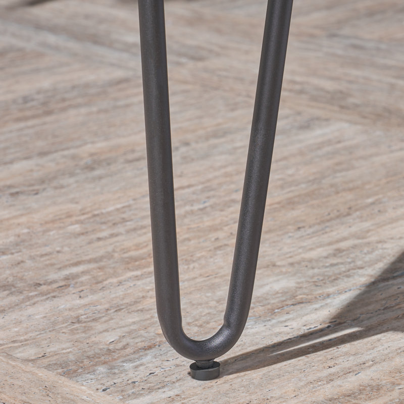 Gray Acacia Wood and Metal Outdoor Bench with Hairpin Legs