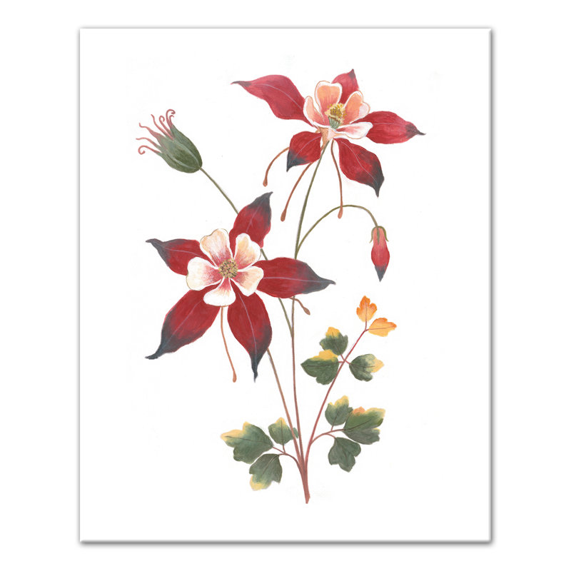 « rose et rouge floral botanique », reproduction de peinture à l’acrylique sur toile, H 10 po x l 8 po, Toile tendue