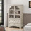Vitrine avec porte en verre 52,17 "avec 2 tiroirs et tablette réglable, solutions de rangement spacieuses, armoire vitrée pour salon, chambre à coucher, cuisine et bureau, blanc rétro