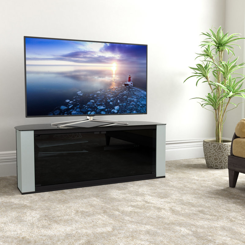 Donyel Unfinished TV Stand for TVs up to 60", Grey/Black