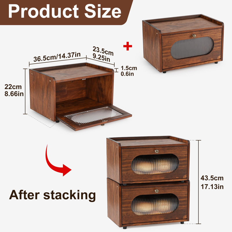 Wood Food Storage Container, Brown